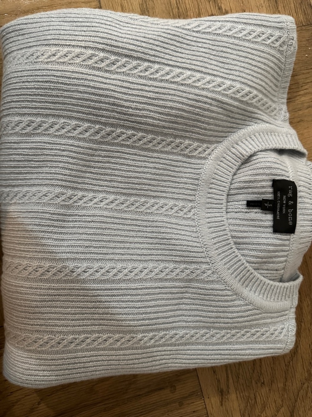 rag & bone light blue Cable-Knit Crewneck Sweater